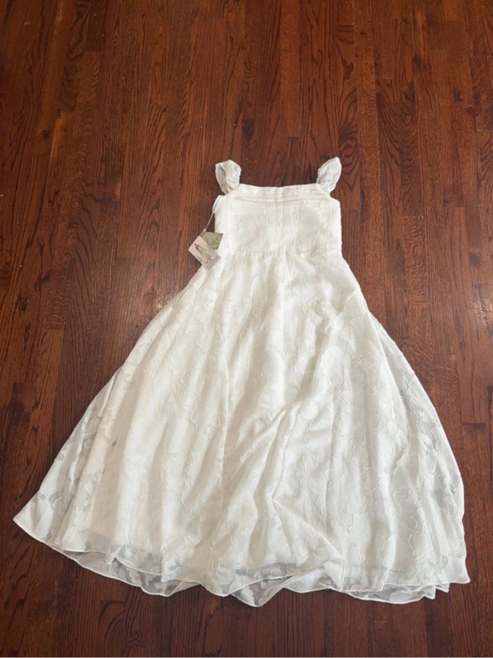 White Floral Embroidered Girls' Summer Dress